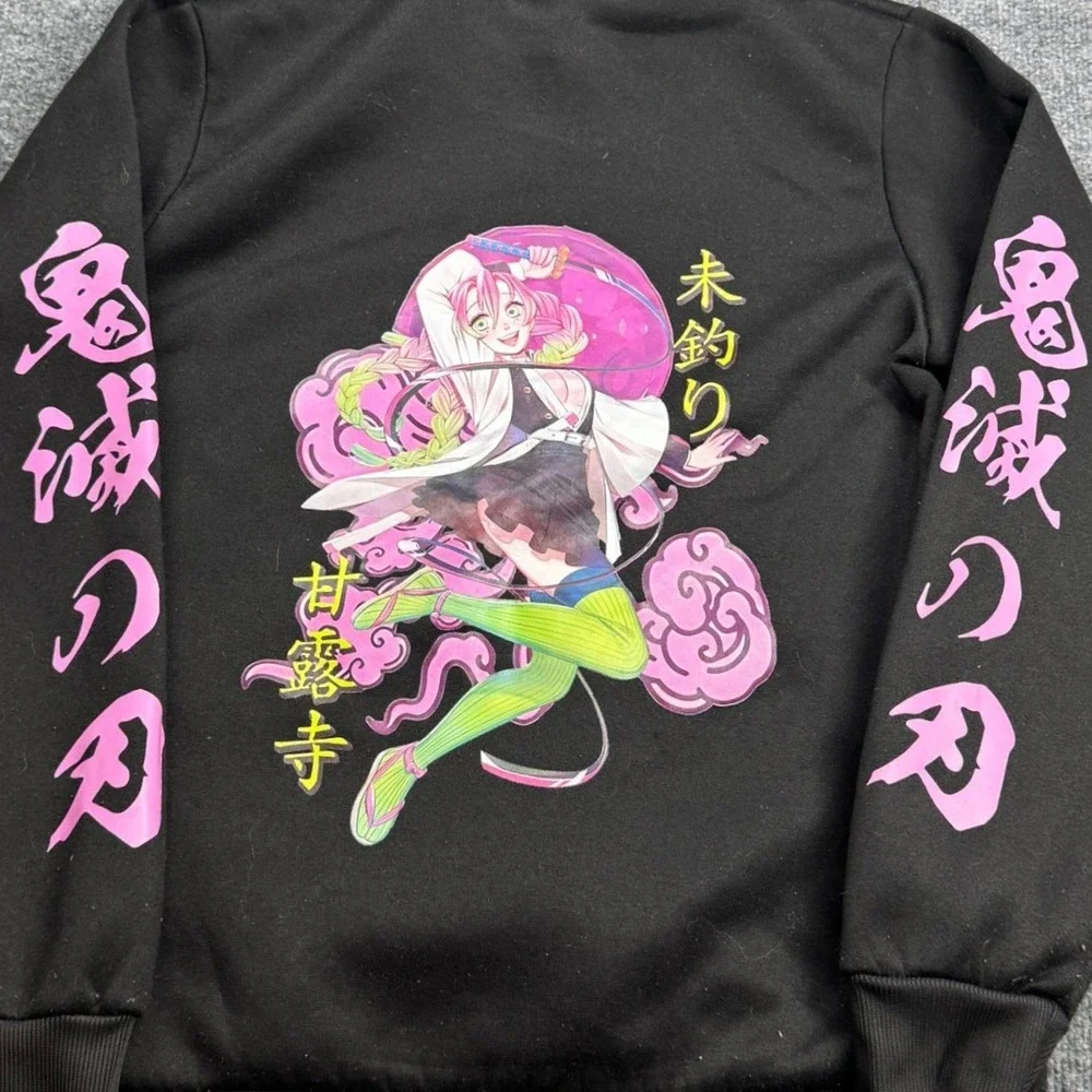 Demon Slayer‎ Mitsuri Kanroji Hoodie Mens S Black Anime Manga Pullover